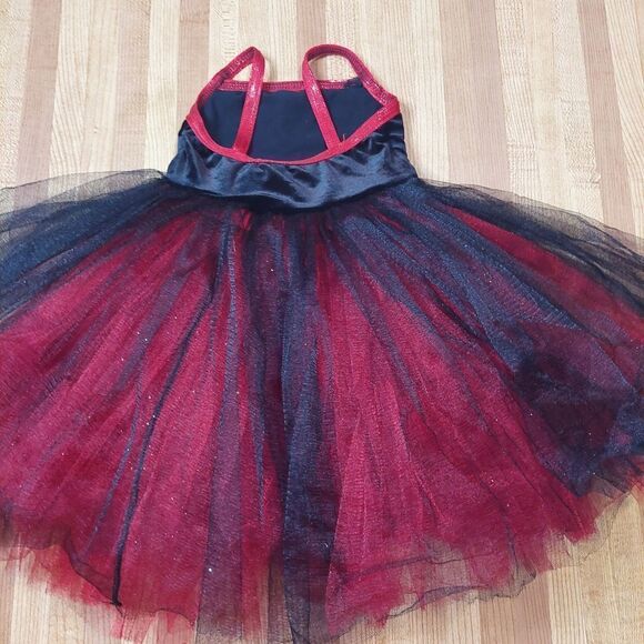 Kids Girls Cute Little Red & Black Ballerina Costume - Picture 8 of 9